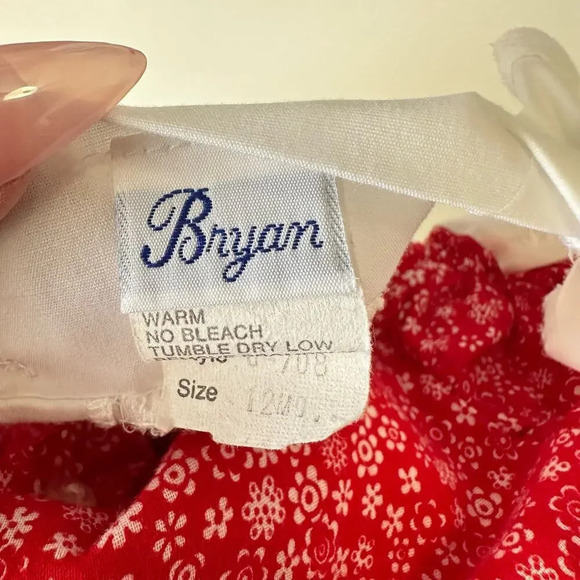 Vintage Bryan Eyelet Ruffled Dress Toddler Girl 12M Red White Prairie 90 Prairie - Picture 6 of 6